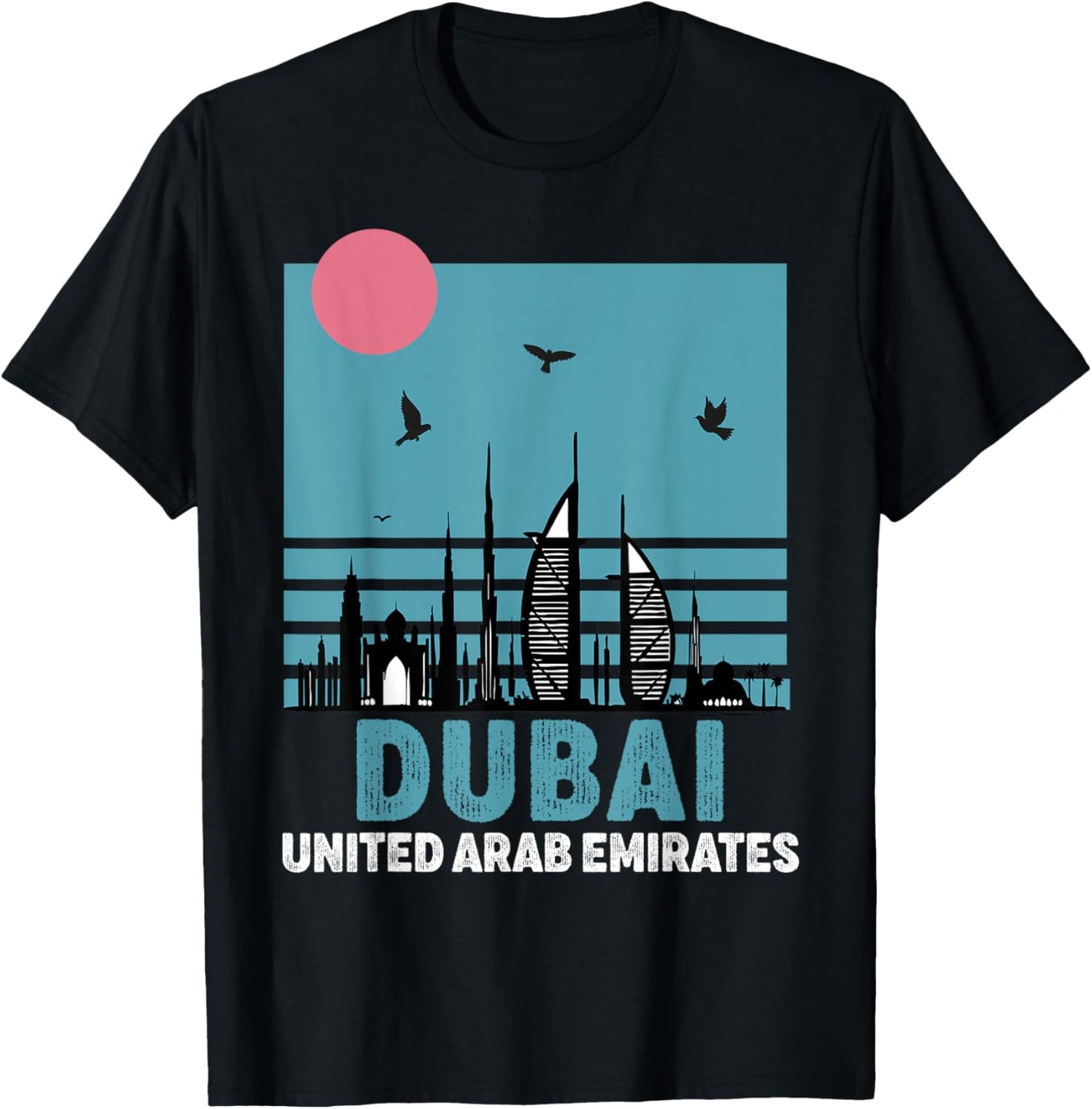 Dubai Souvenir Skyline UAE United Arab Emirate Reminder T-Shirt - T-Shirt | Black