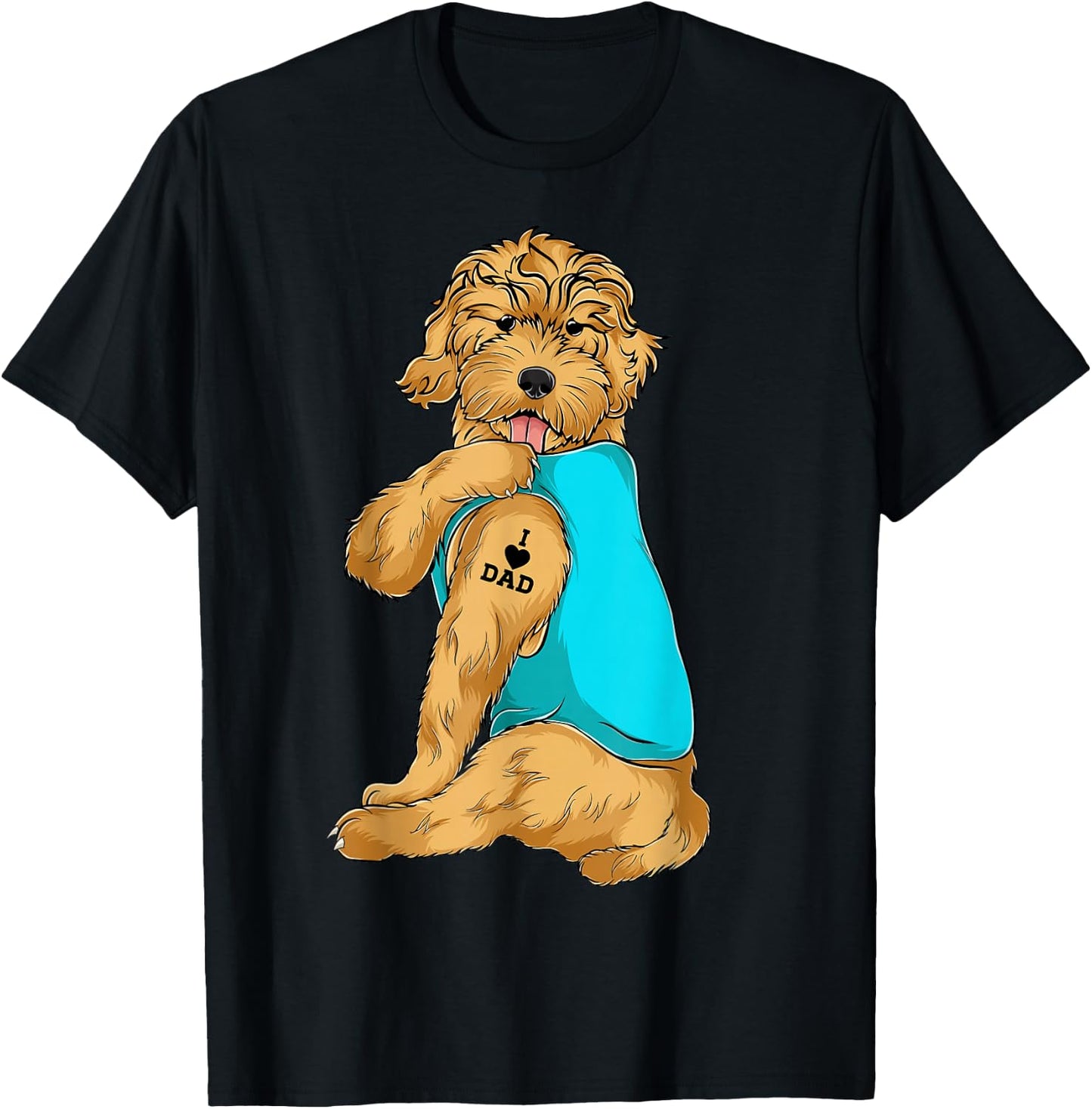 Golden Doodle I Love Dad Tattoo Apparel, Dog Dad Gifts Dads T-Shirt - T-Shirt | Black