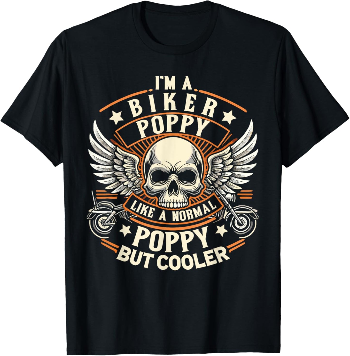 Biker Poppy Like Normal Poppy Cooler, Motorcycle Grandpa T-Shirt - T-Shirt | Black