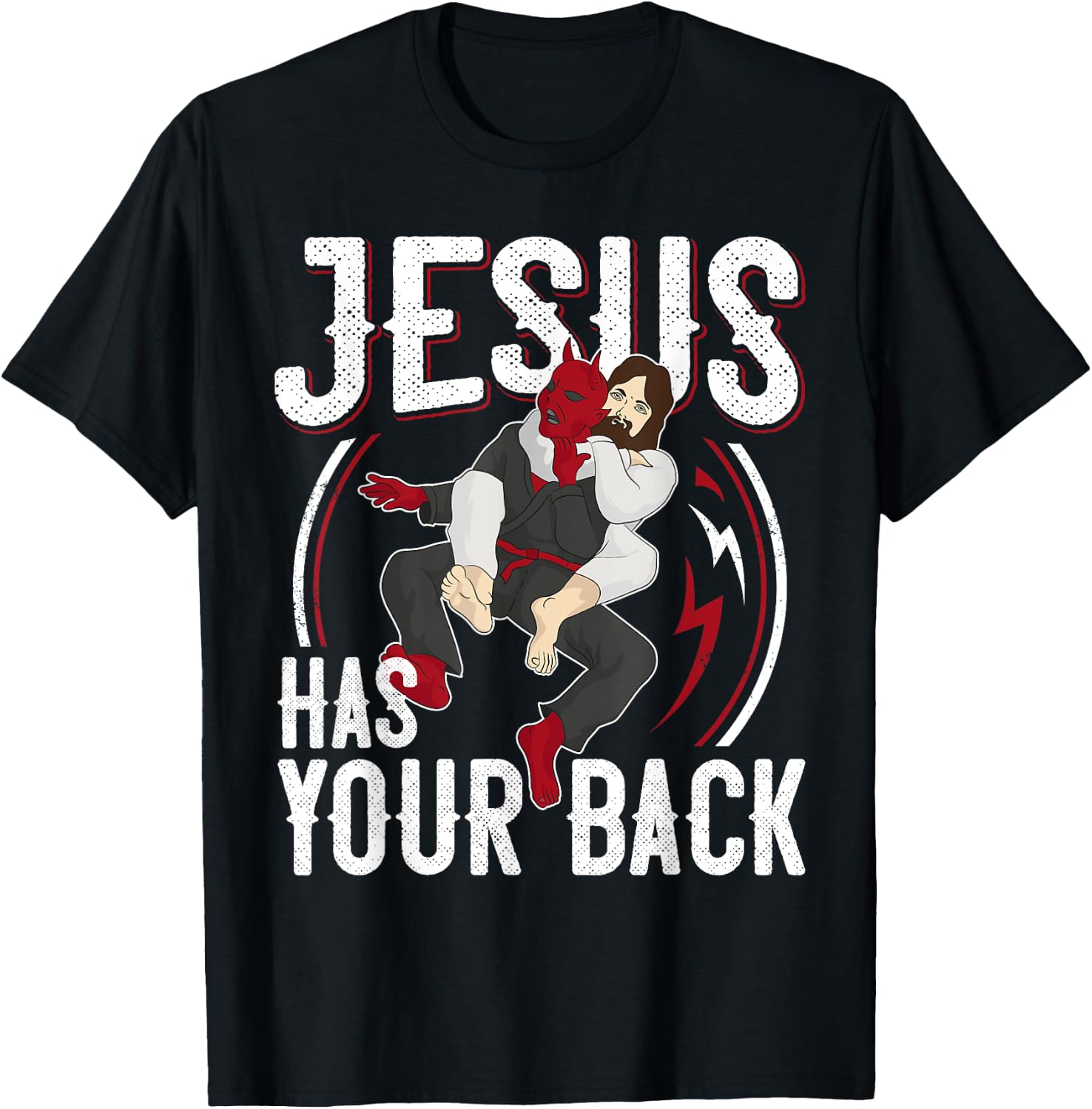 Jesus Has Your Back Shirt Brazilian Jiu Jitsu BJJ Christian T-Shirt - T-Shirt | Black