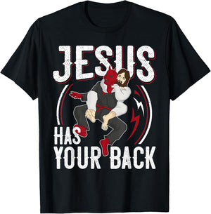 Jesus Has Your Back Shirt Brazilian Jiu Jitsu BJJ Christian T-Shirt - T-Shirt | Black