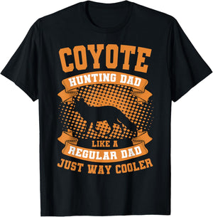 Coyote Hunting Dad Prairie Wolf Hunter Father's Day Huntsman T-Shirt - T-Shirt | Black