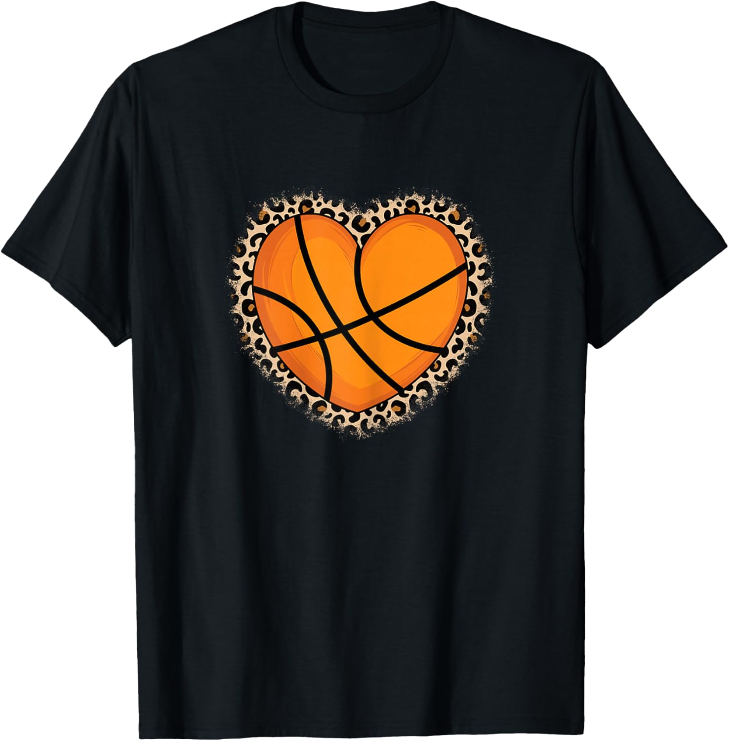 Cute Basketball Heart Basketball Lover Women Girls T-Shirt - T-Shirt | Black