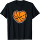 Cute Basketball Heart Basketball Lover Women Girls T-Shirt - T-Shirt | Black