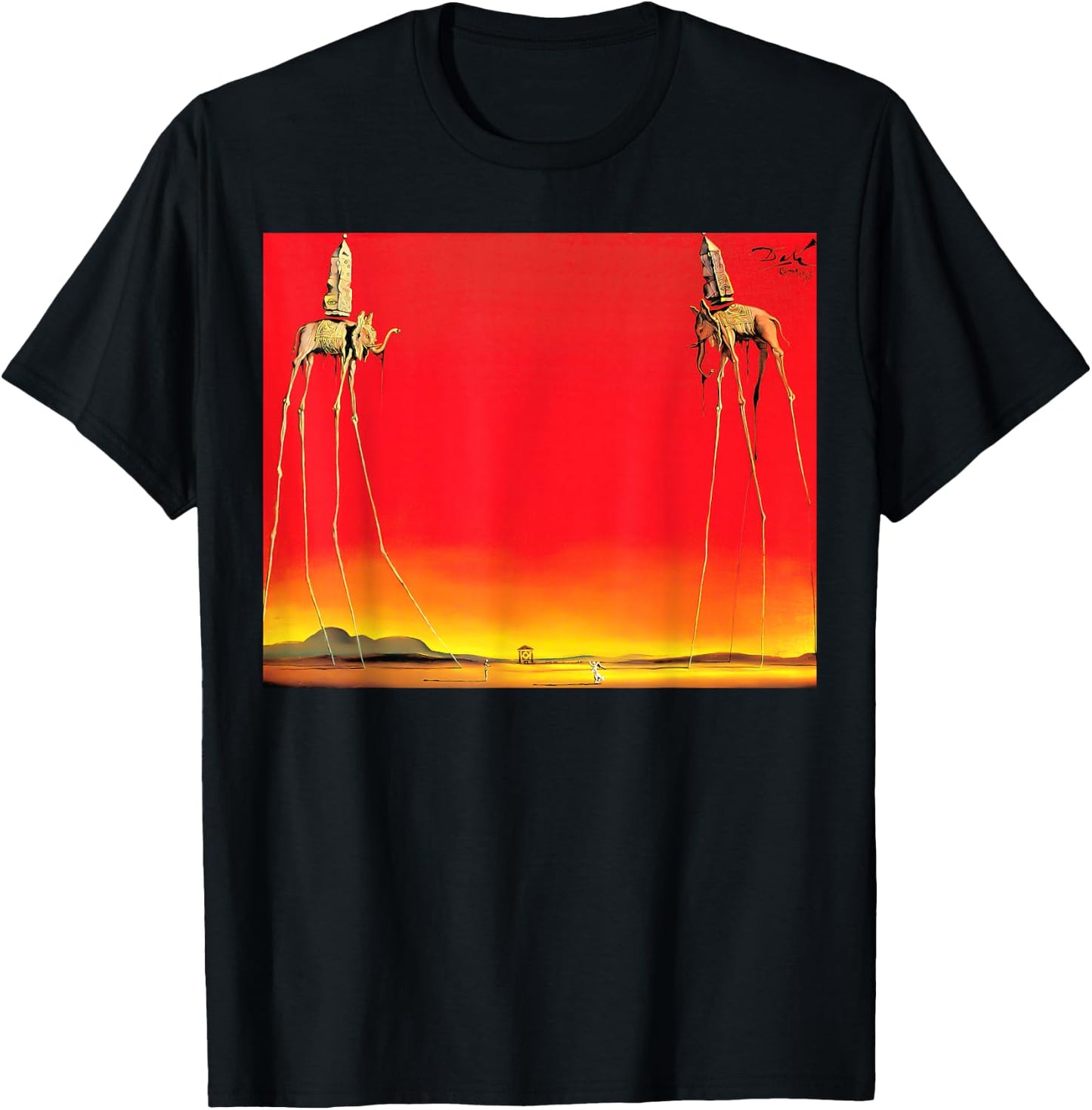 The Elephants by Dali T-Shirt - T-Shirt | Black