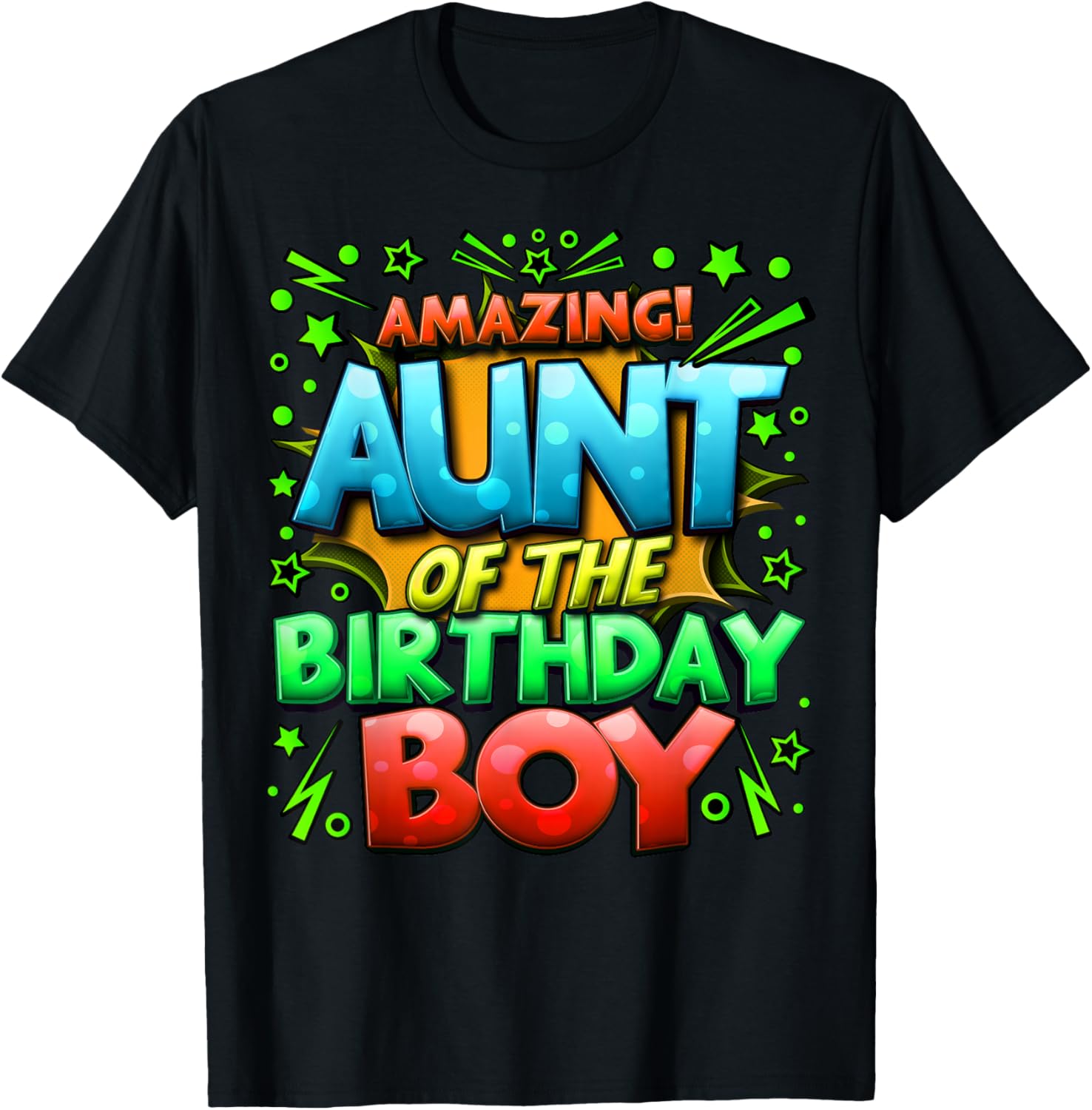 Aunt of the Birthday Boy Matching Family Of Boy Party T-Shirt - T-Shirt | Black