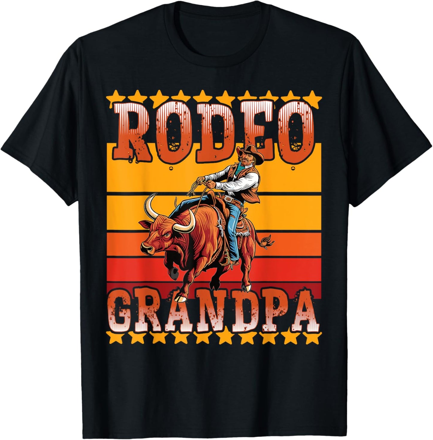 Rodeo Rider Crew Grandpa Western Cowboy Horses Bulls Rodeo T-Shirt - T-Shirt | Black