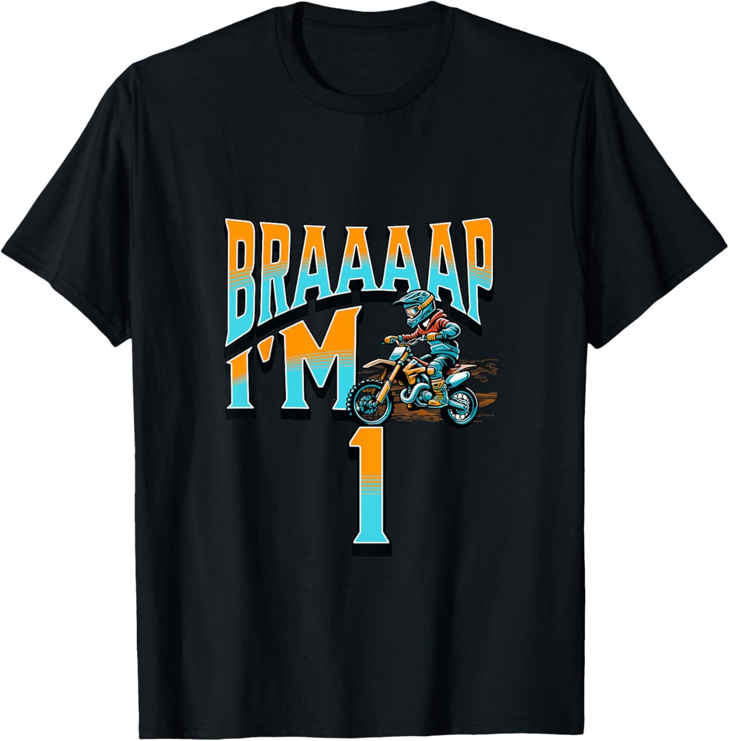 Motocross Bike Braaaap I'm 1 Year Old 1st Birthday Boy T-Shirt - T-Shirt | Black