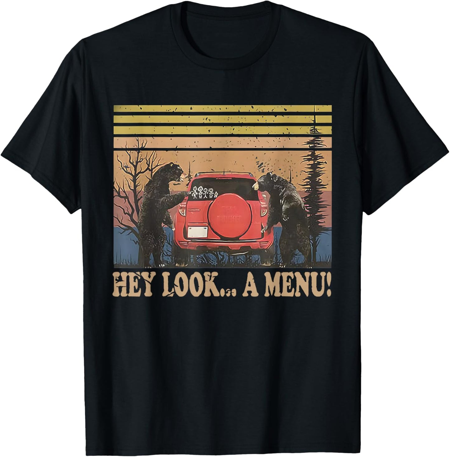 Hey Look A Menu Funny Camping Bear T-Shirt - T-Shirt | Black