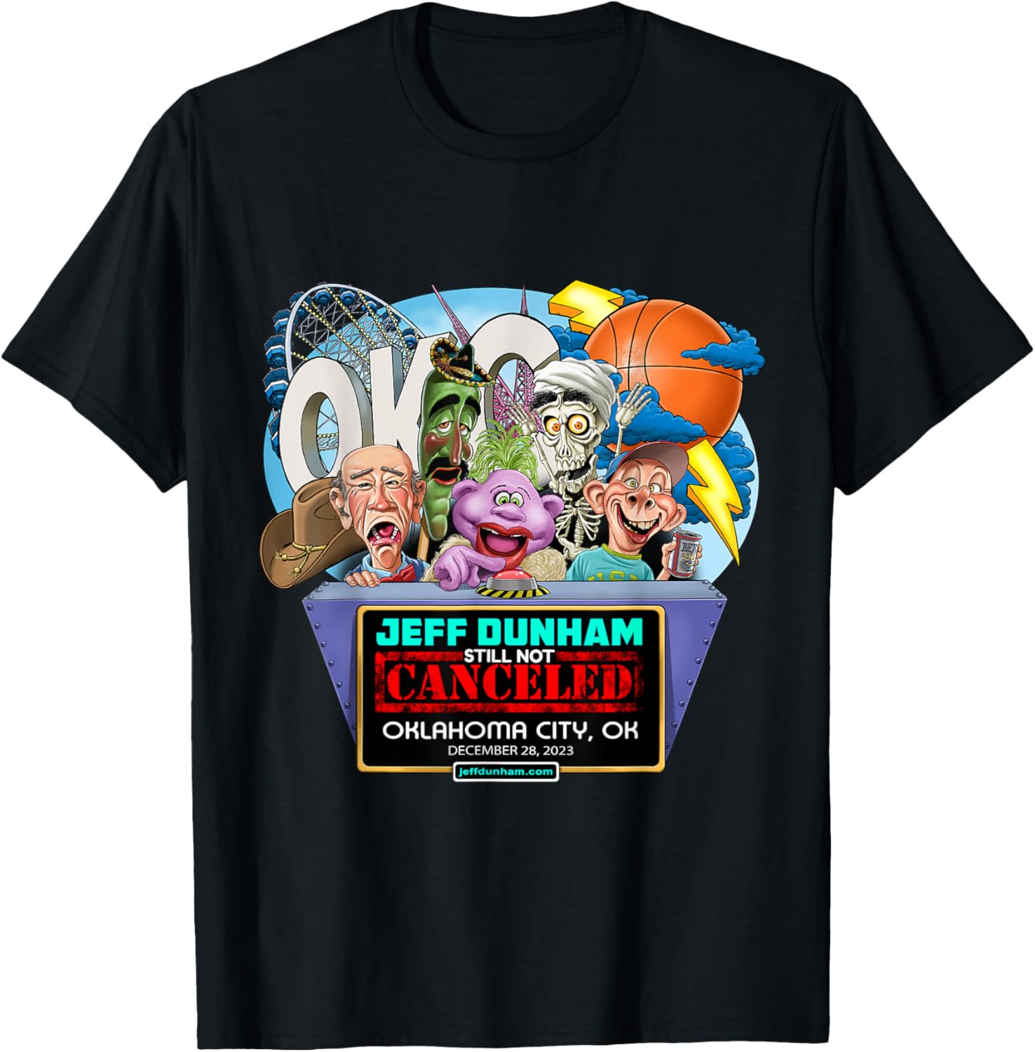 Jeff Dunham Oklahoma City, OK (2023) T-Shirt - T-Shirt | Black