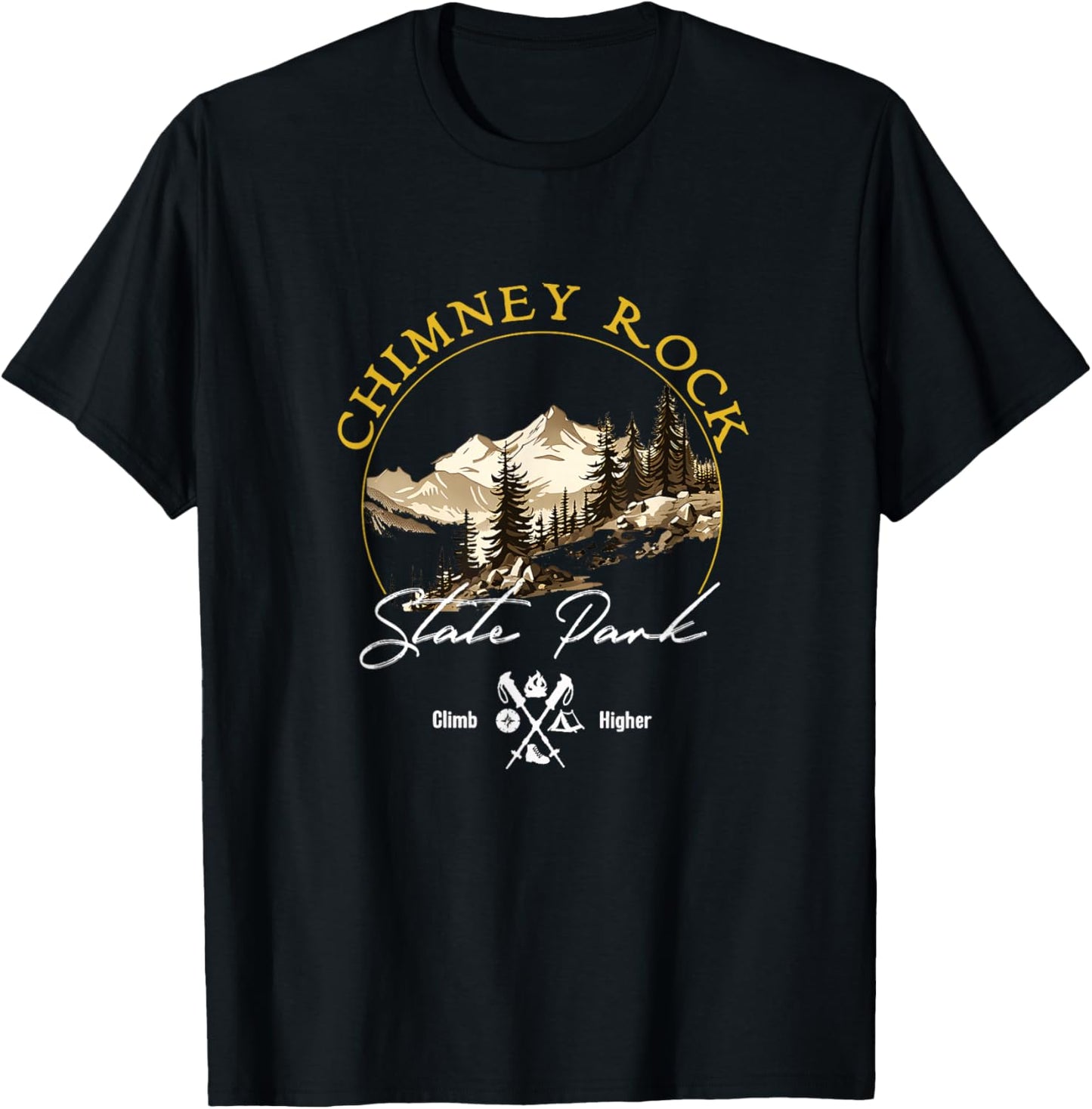 Chimney Rock State Park Retro Vintage Apparel - Souvenir T-Shirt - T-Shirt | Black
