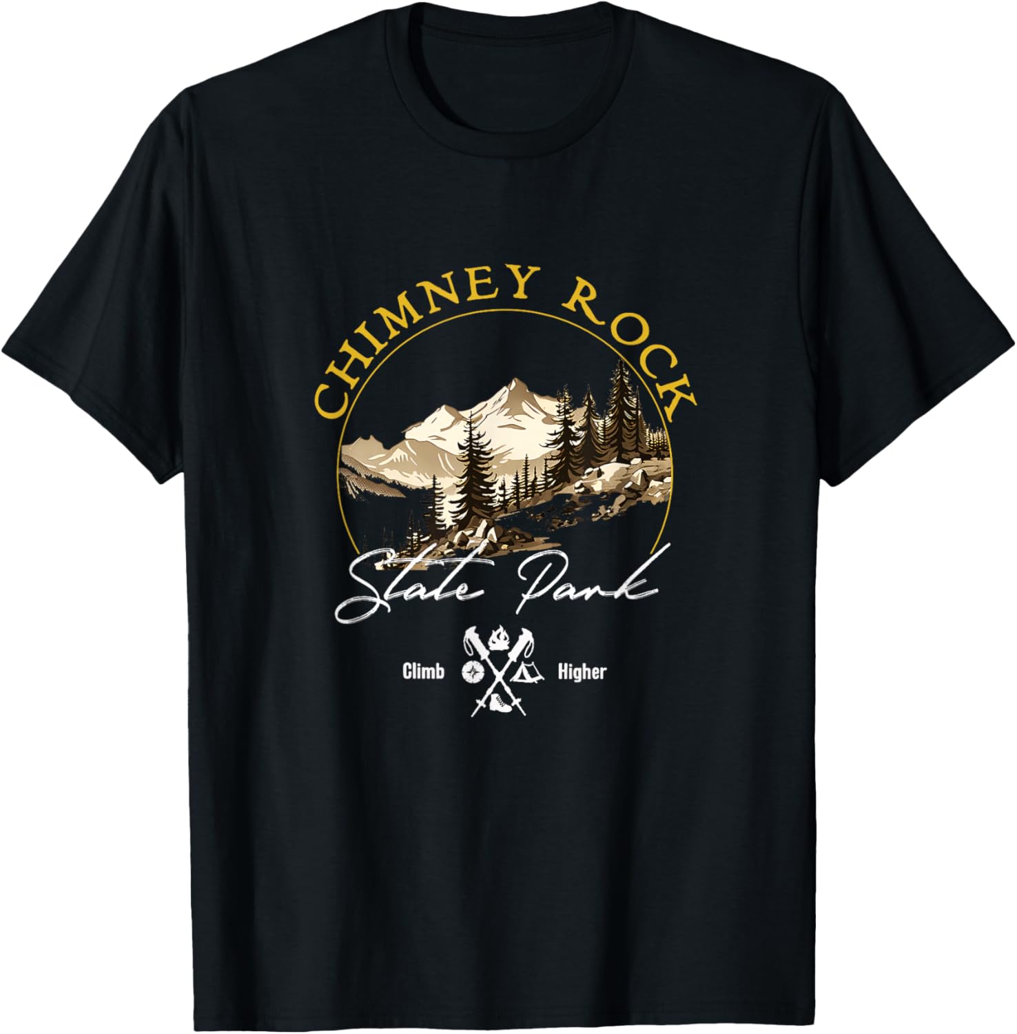Chimney Rock State Park Retro Vintage Apparel - Souvenir T-Shirt - T-Shirt | Black