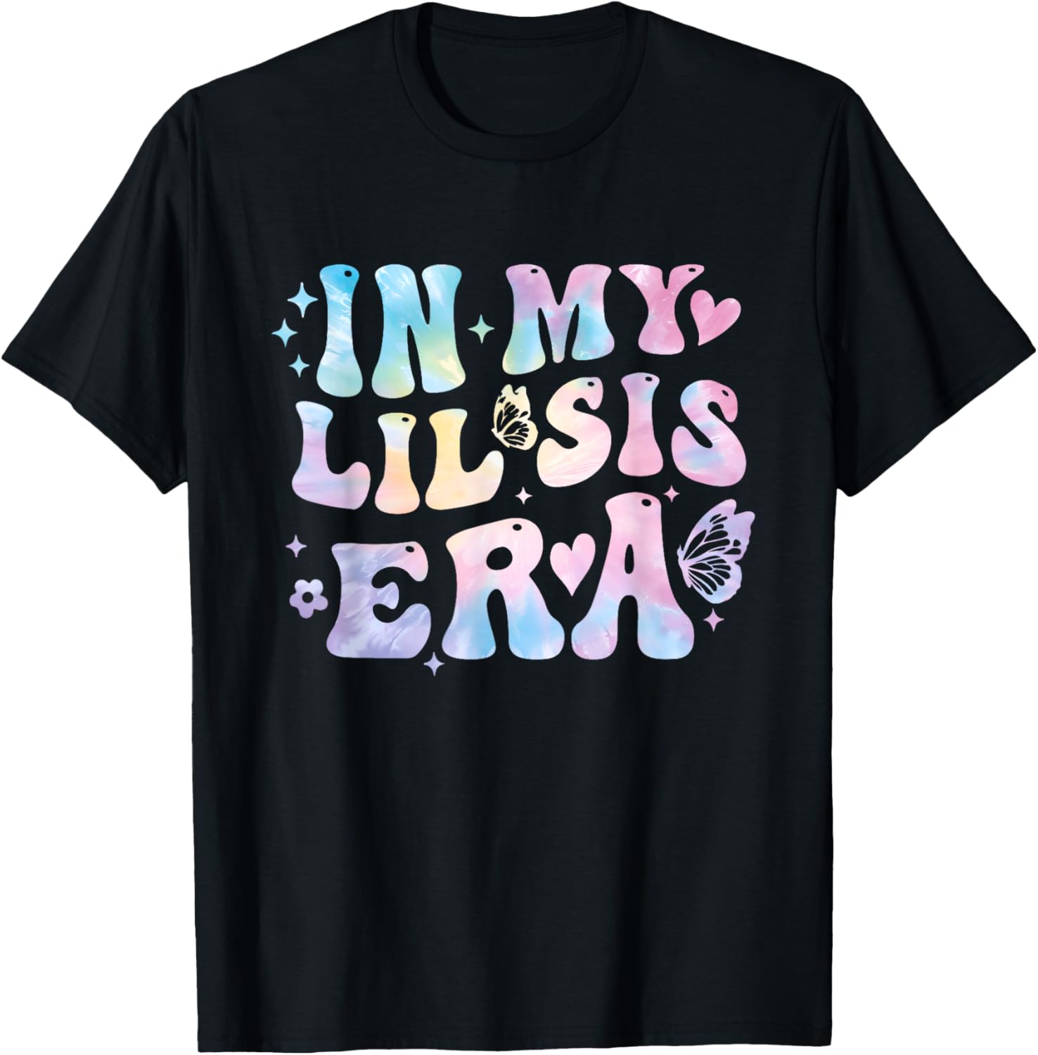 Groovy In My Lil Sis Era Retro Tie Dye Sister Toddler Kids T-Shirt - T-Shirt | Black