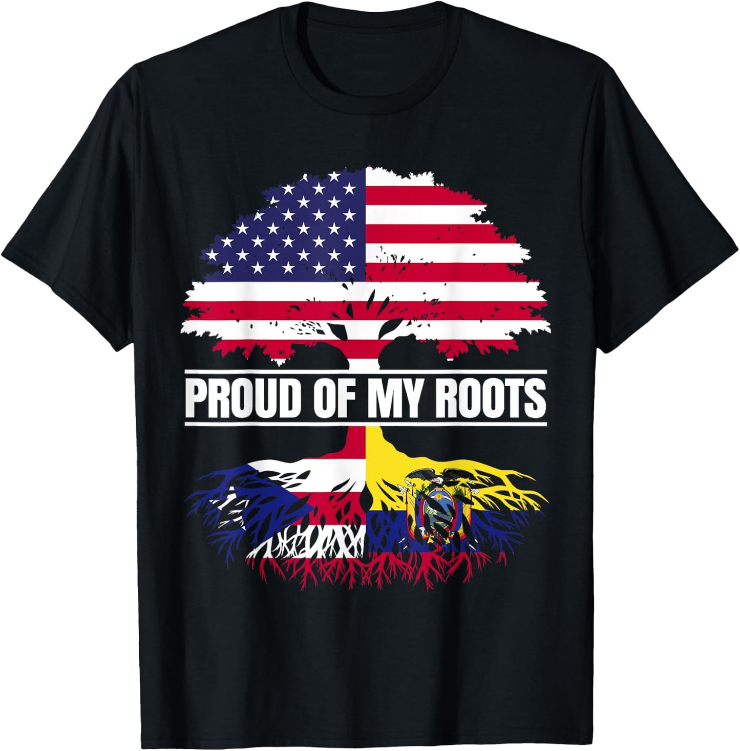 Boricua Ecuador Mix Proud of Roots Puerto Rican Ecuadorian T-Shirt - T-Shirt | Black