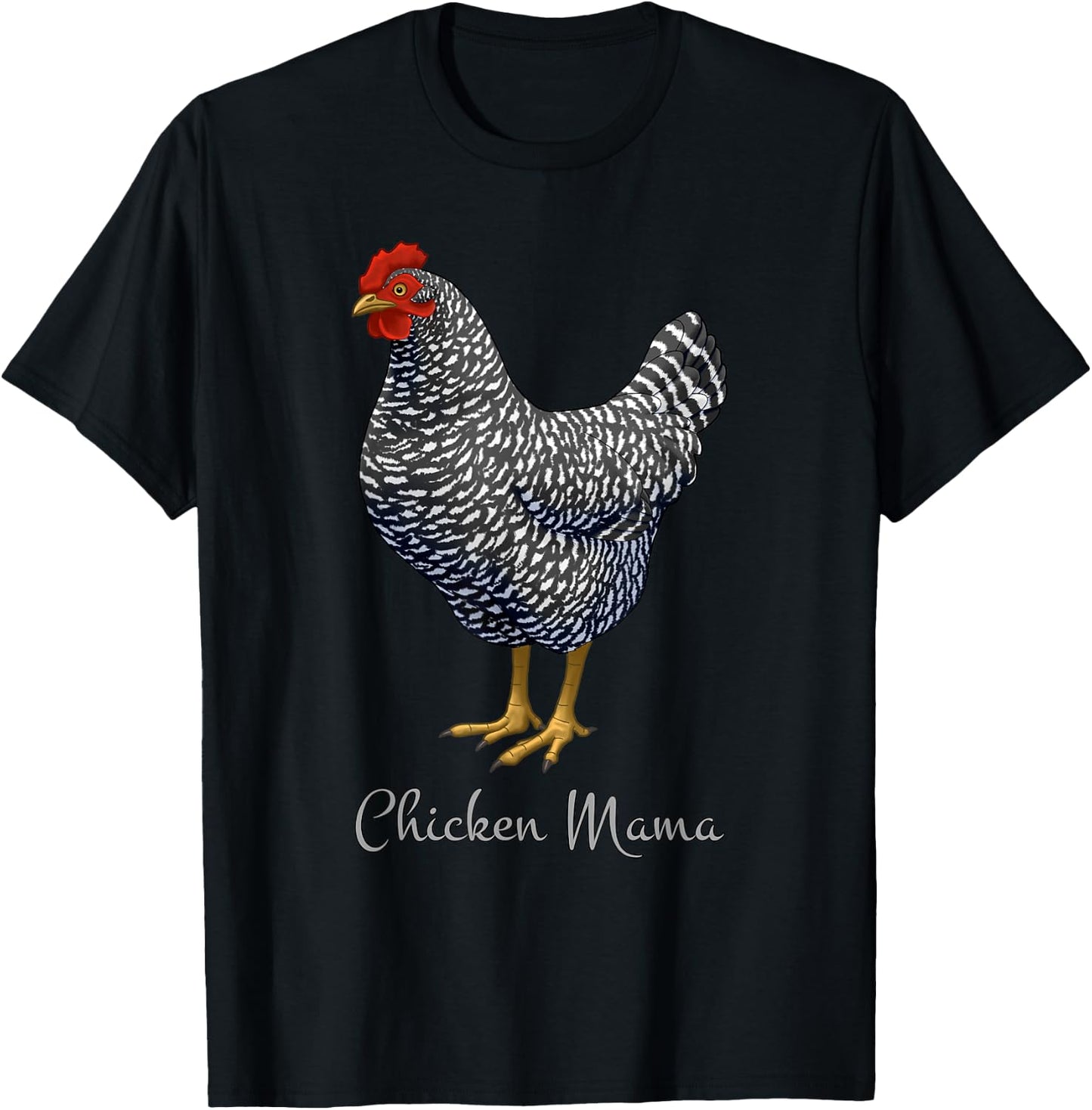 Chicken Mama Black Barred Plymouth Rock Hen Mom Bird Lovers T-Shirt - T-Shirt | Black