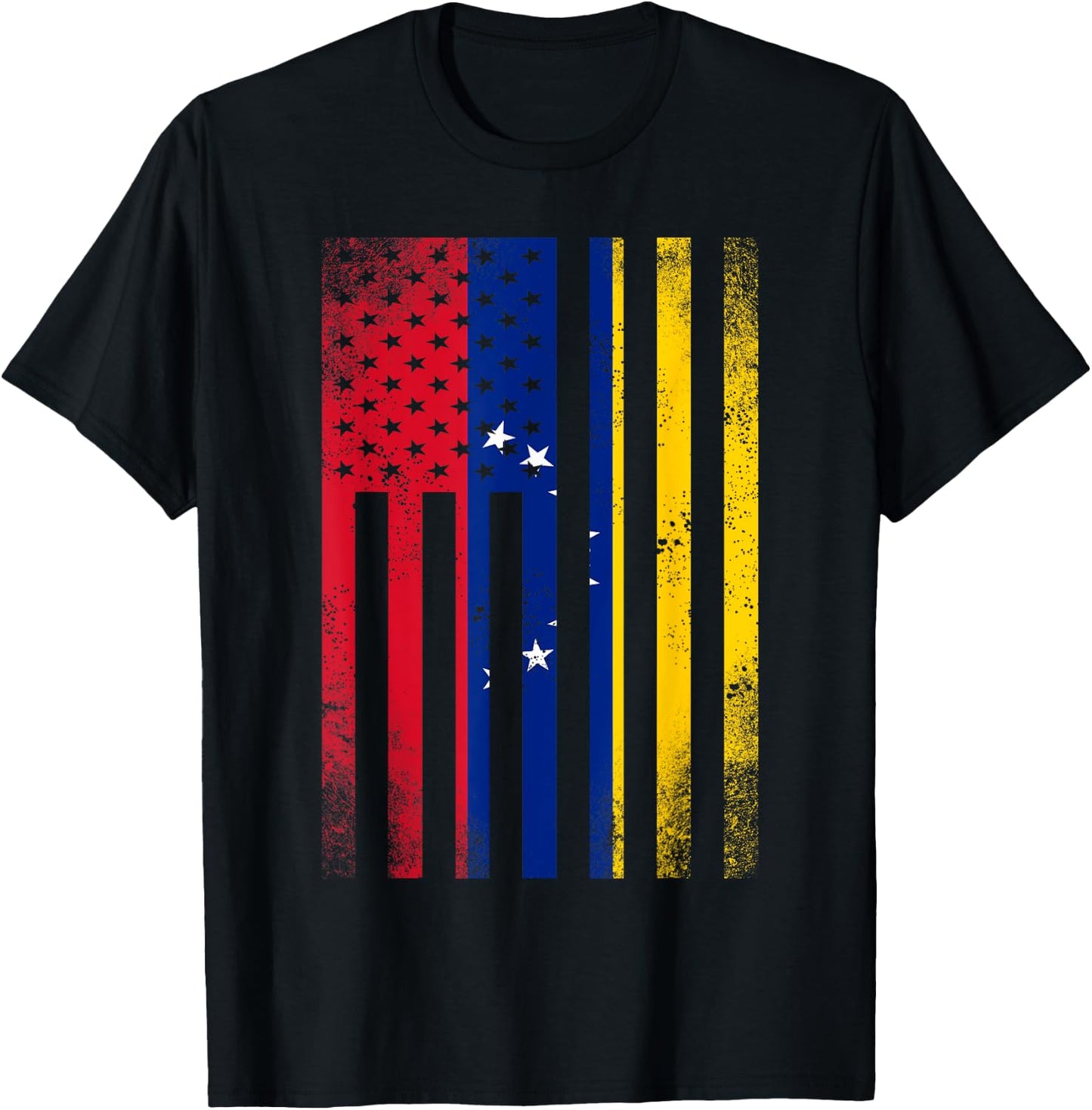 Half Venezuelan Flag | Vintage American Inside Me USA Gift T-Shirt - T-Shirt | Black