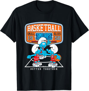 The Smurfs Basketball Team Better Together Big Chest Logo T-Shirt - T-Shirt | Black