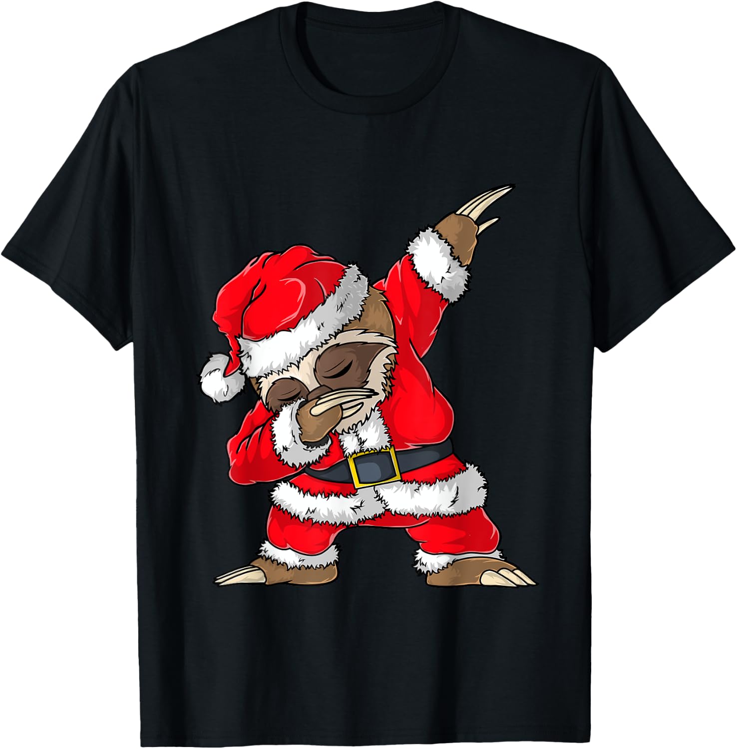 Dabbing Santa Sloth Merry Slothmas Christmas Kids Pajama T-Shirt - T-Shirt | Black