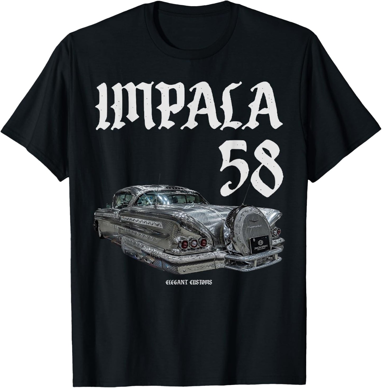1958 Impala Engraved text Low Rider Kustom Lead Sled Hot Rod T-Shirt - T-Shirt | Black