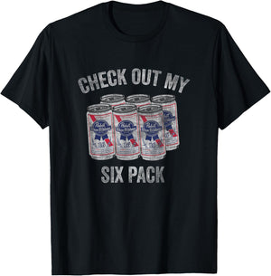 Pabst Check Out My Six Pack T-Shirt - T-Shirt | Black