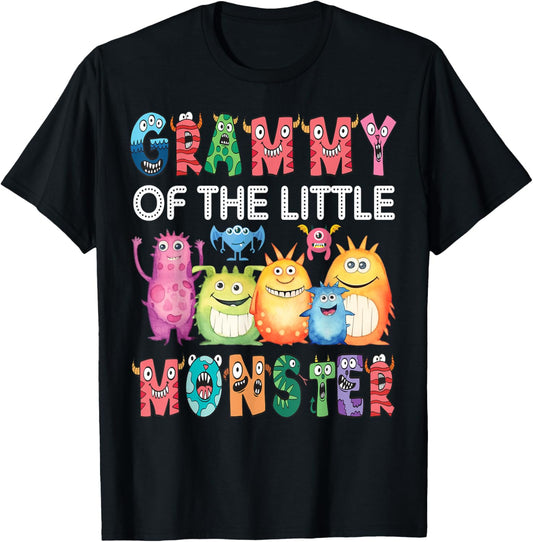 Grammy Of The Little Monster Kids 1St Birthday Party T-Shirt - T-Shirt | Black