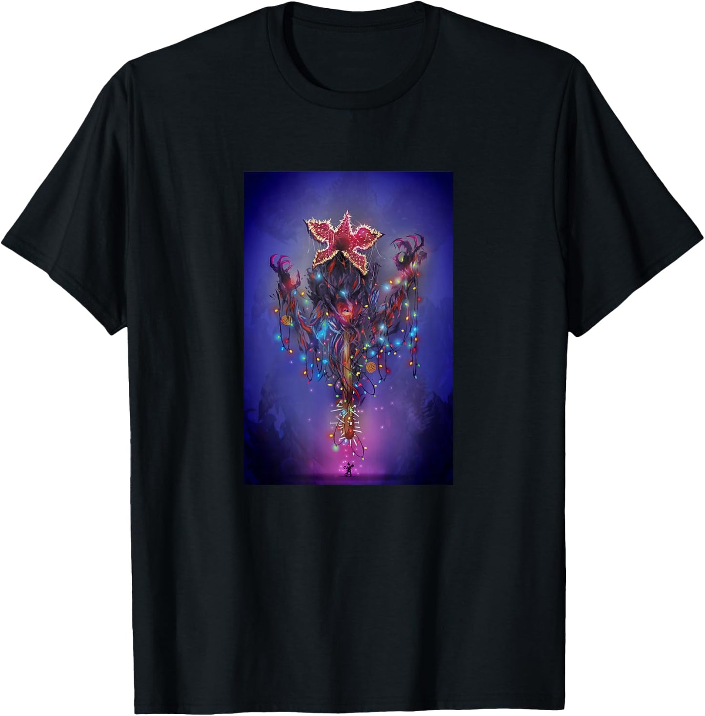 Stranger Things Demogorgon Christmas Lights T-Shirt - T-Shirt | Black