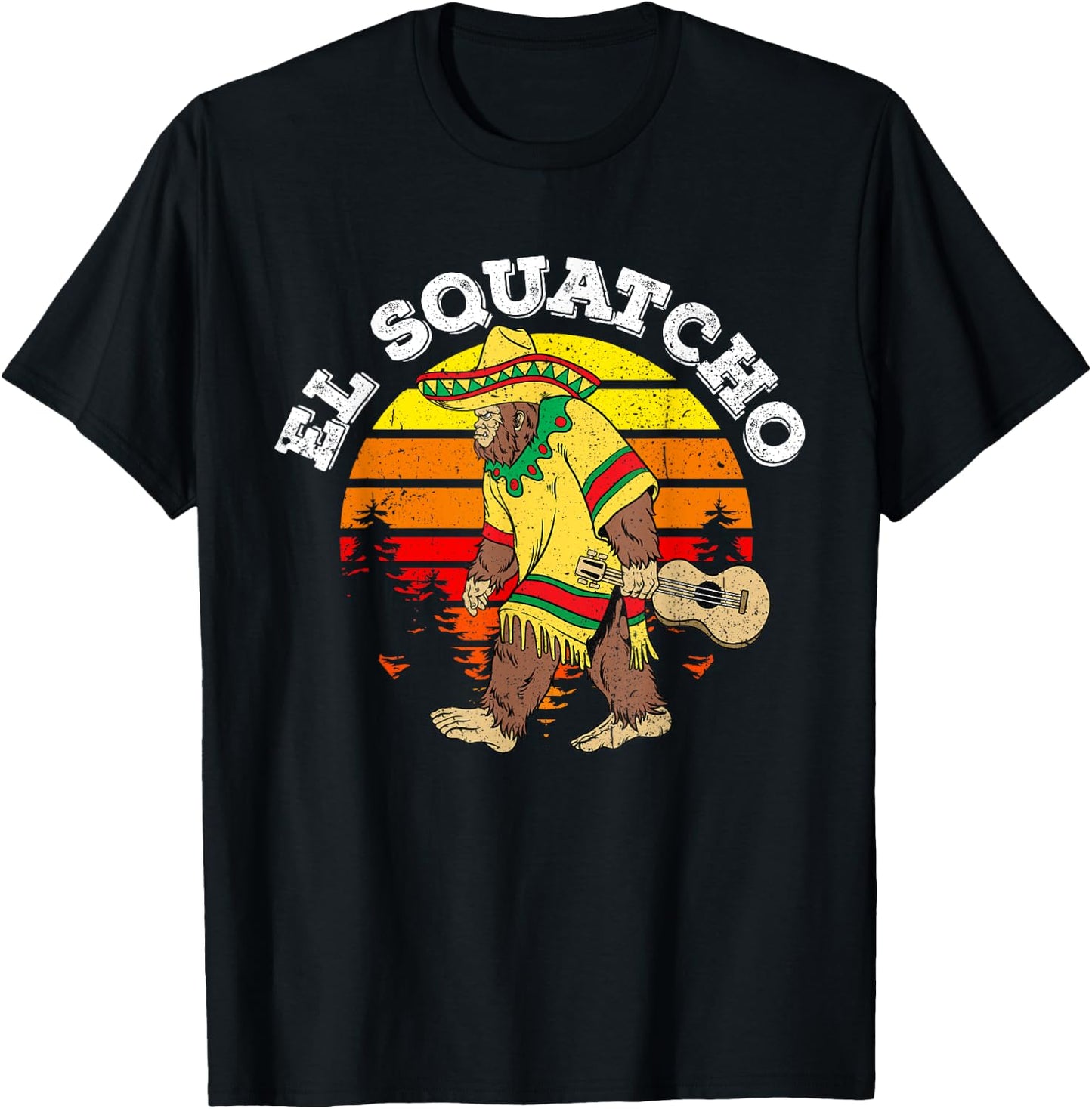 El Squatcho Mexican Sasquatch Cinco De Mayo Bigfoot T-Shirt - T-Shirt | Black