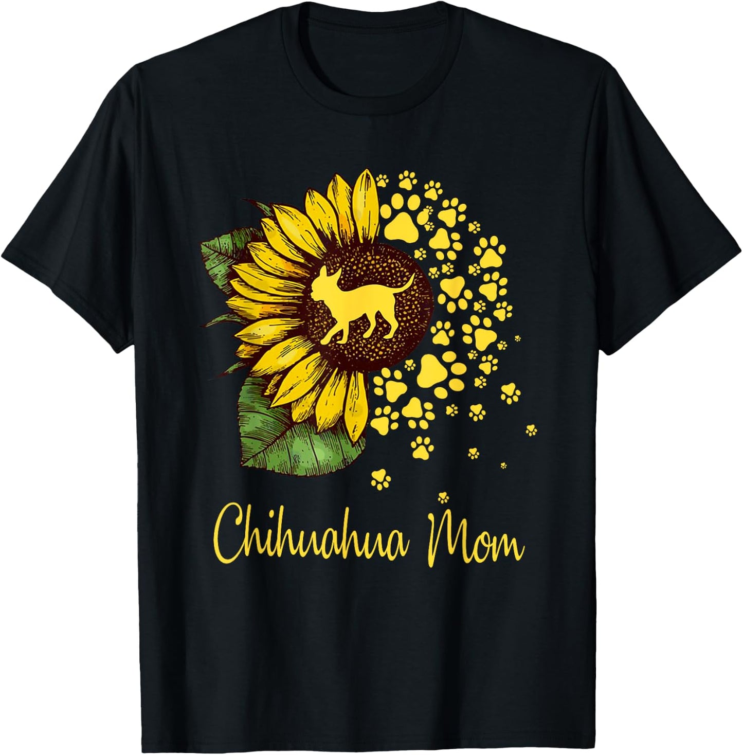 Sunflower Chihuahua Mom Dog Lover Mother’s Day T-Shirt - T-Shirt | Black