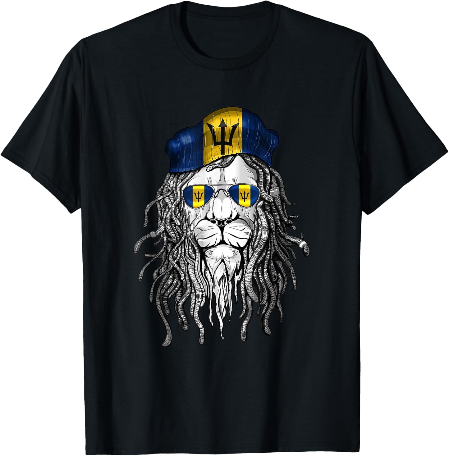 Barbados Flag Lion T-Shirt - T-Shirt | Black