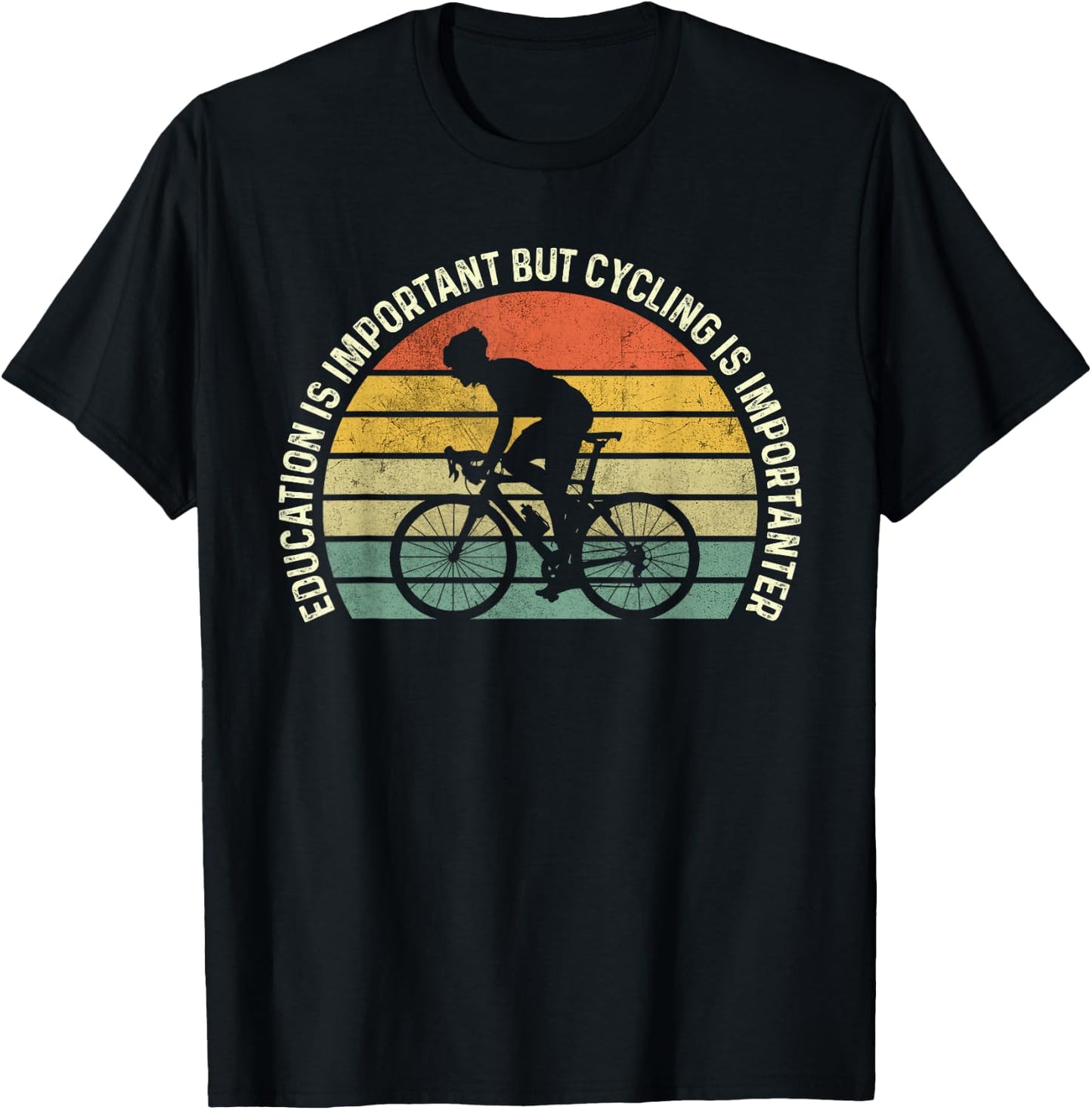 Education Is Important But Cycling Is Importanter Funny T-Shirt - T-Shirt | Black