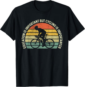 Education Is Important But Cycling Is Importanter Funny T-Shirt - T-Shirt | Black