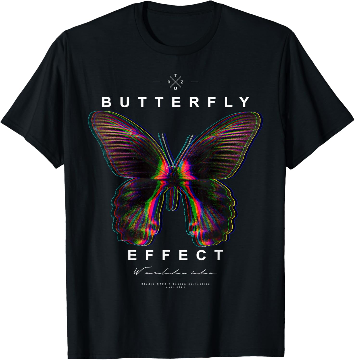 Hip Hop Y2K Hipster Streetwear Urban Mite Butterfly Papillon T-Shirt - T-Shirt | Black