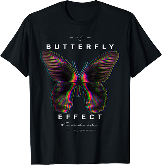 Hip Hop Y2K Hipster Streetwear Urban Mite Butterfly Papillon T-Shirt - T-Shirt | Black