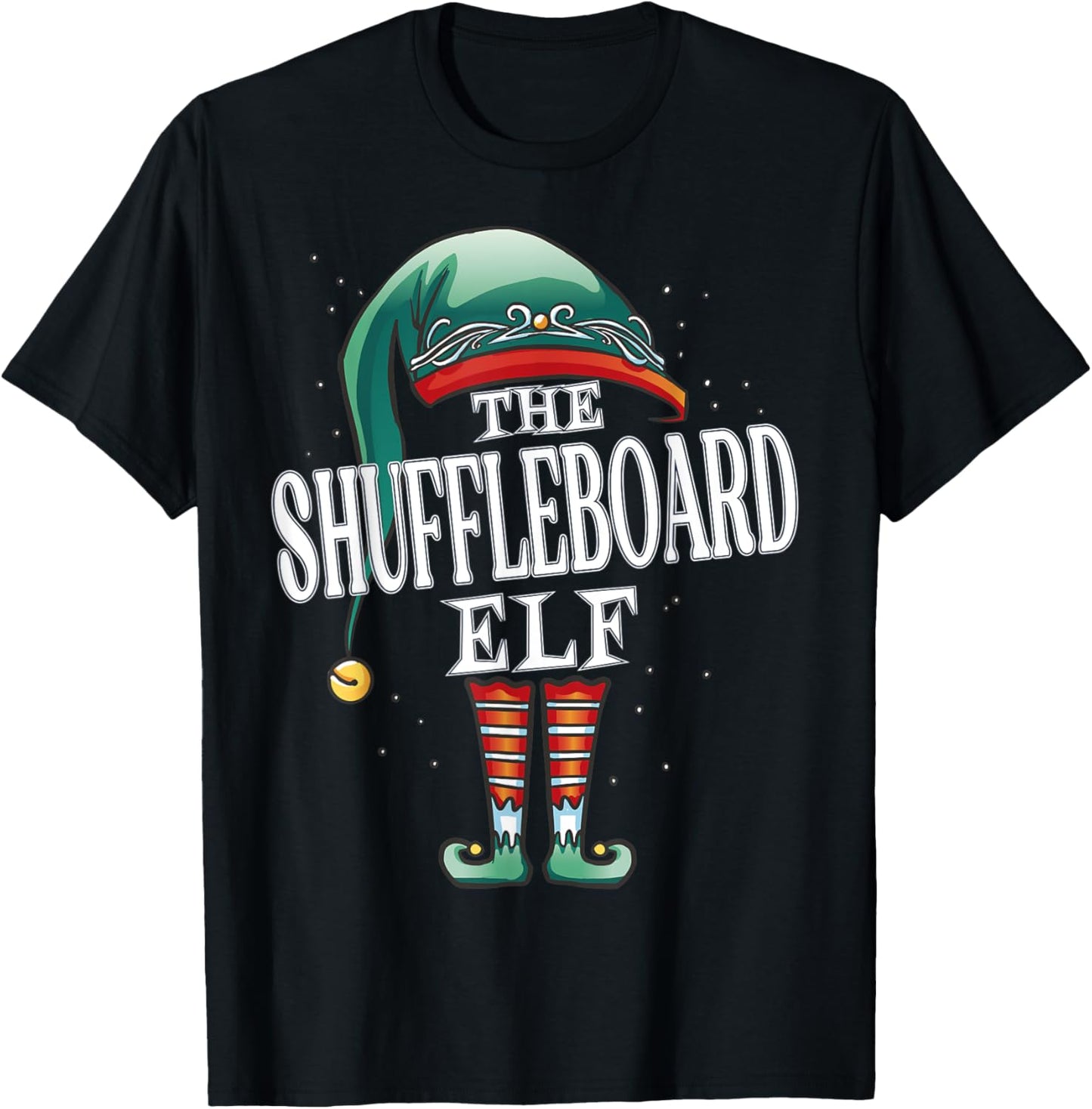 Shuffleboard Elf Christmas Group Xmas Pajama Party T-Shirt - T-Shirt | Black