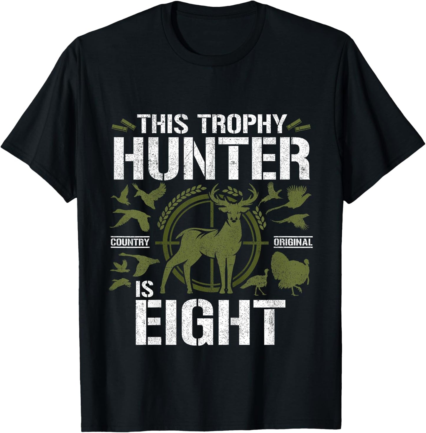 8 Year Old Hunting Birthday Party Duck Deer Hunter 8th Gift T-Shirt - T-Shirt | Black