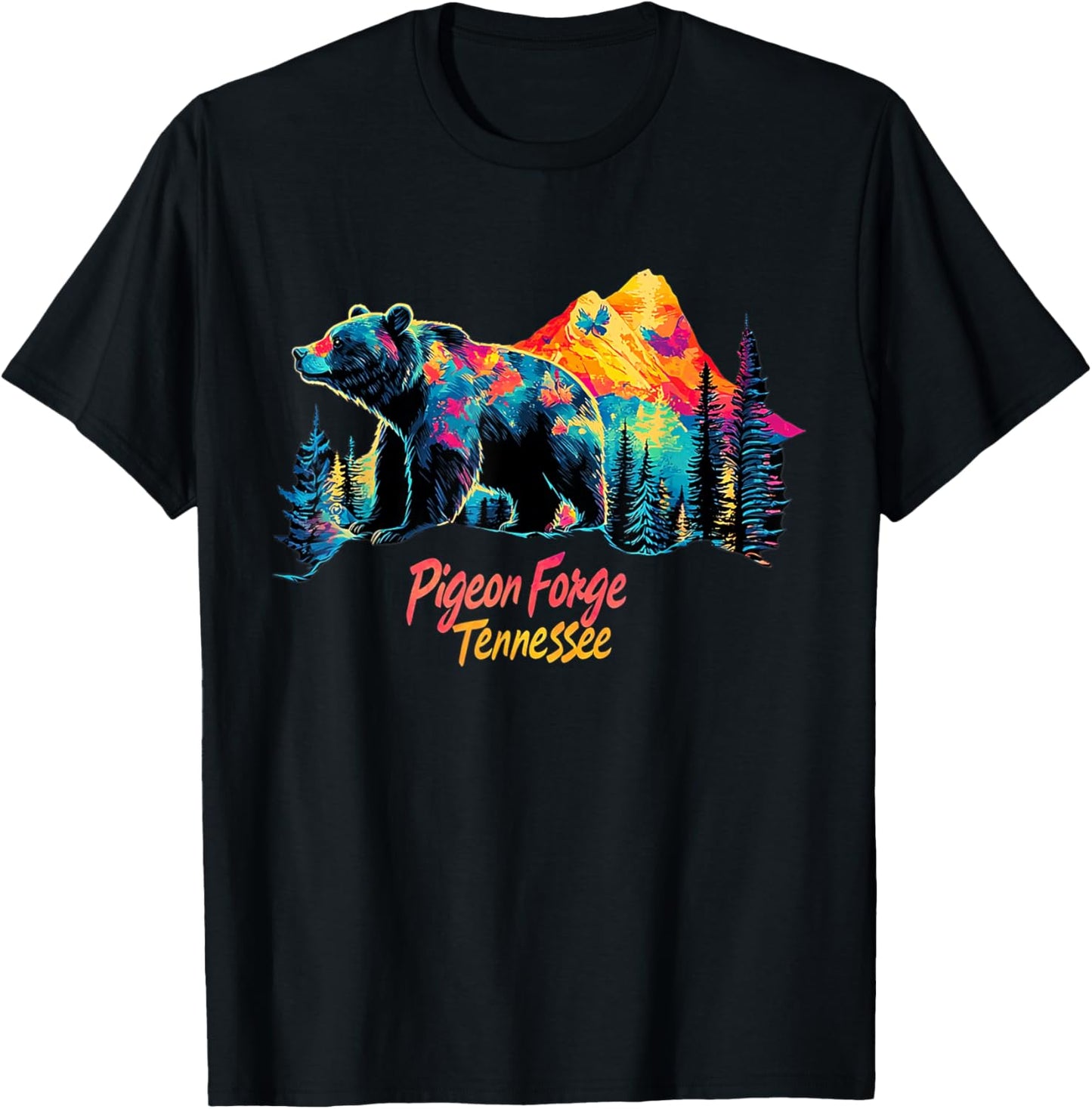 Pigeon Forge Tennessee Mountains Bear USA Hiking Souvenir TN T-Shirt - T-Shirt | Black