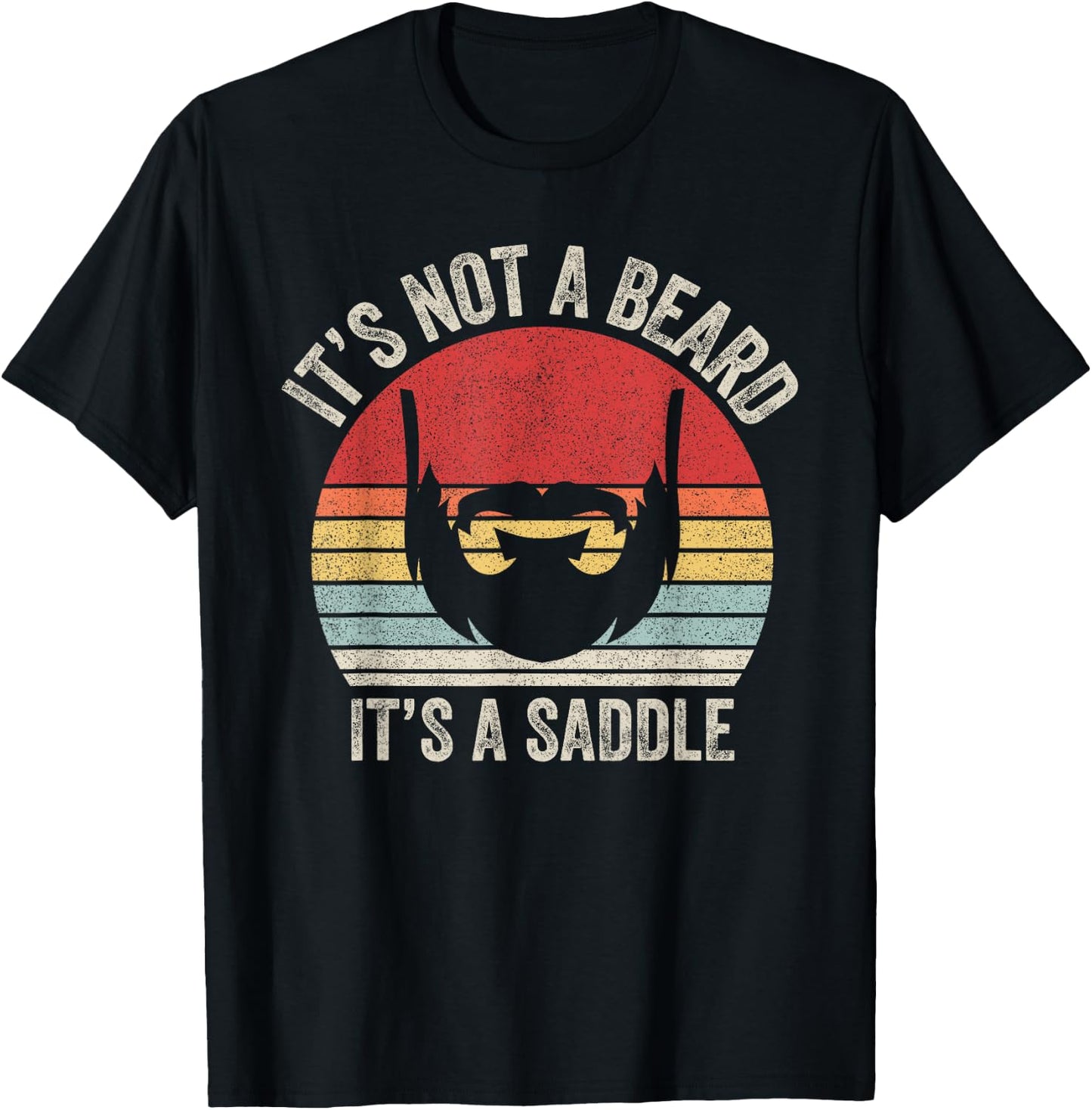 Vintage Retro It's Not A Beard It's A Saddle T-Shirt - T-Shirt | Black
