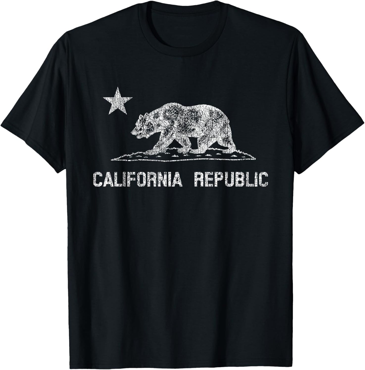 California Republic Flag Distressed Bear T-Shirt - T-Shirt | Black