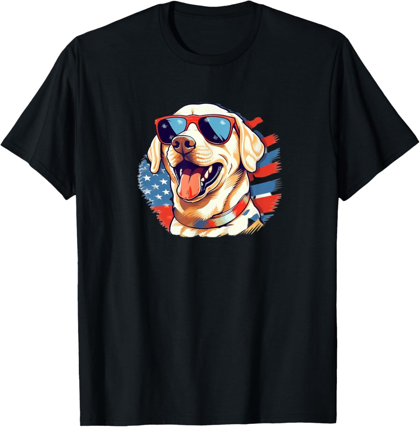 Yellow Lab 4th of July Design: Patriotic Pup Labrador Pride T-Shirt - T-Shirt | Black