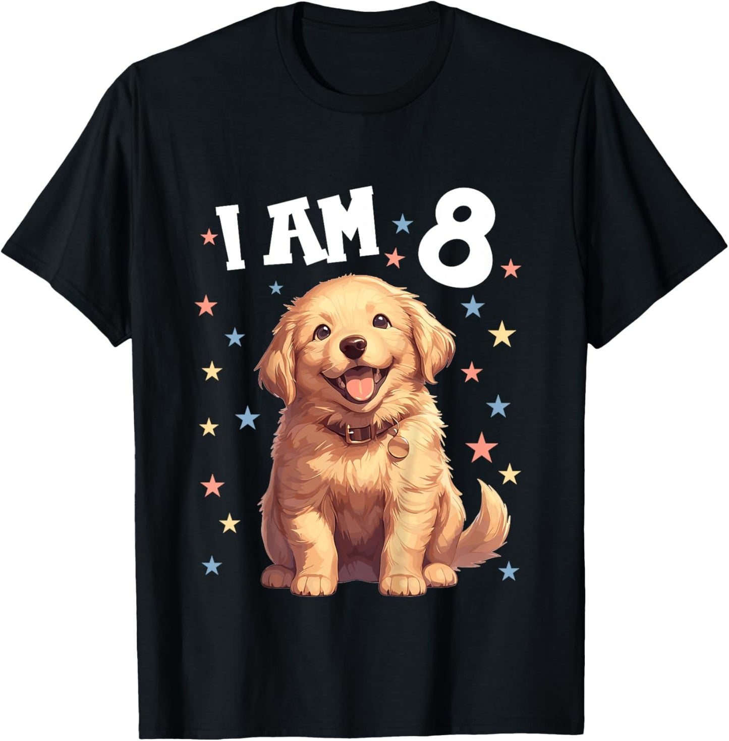 Kids 8 Years old 8th birthday Golden Retrievers Golden Retriever T-Shirt - T-Shirt | Black