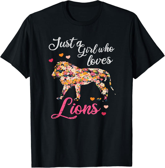 Just a girl who loves lions T-Shirt - T-Shirt | Black