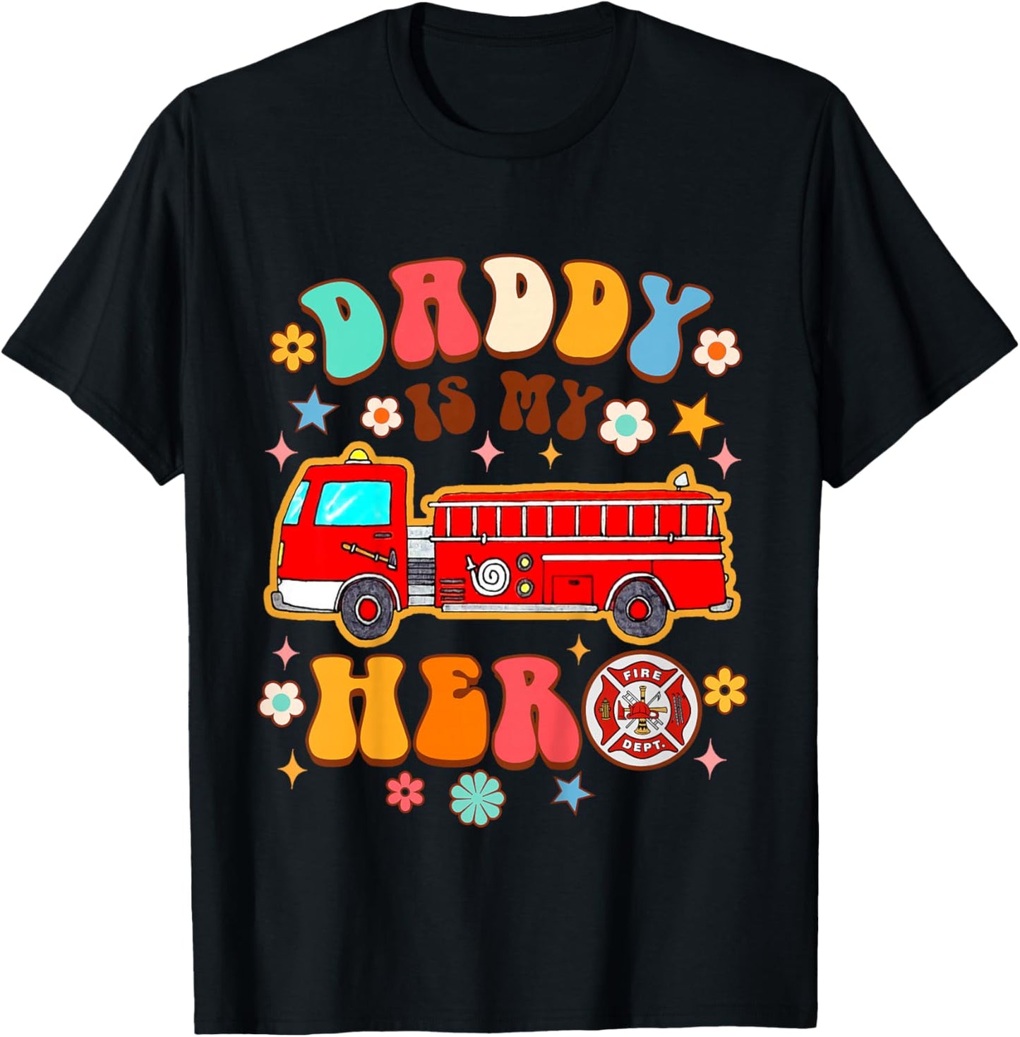 Fireman Firefighter Daddy & Me Daddy is My Hero Father’s Day T-Shirt - T-Shirt | Black