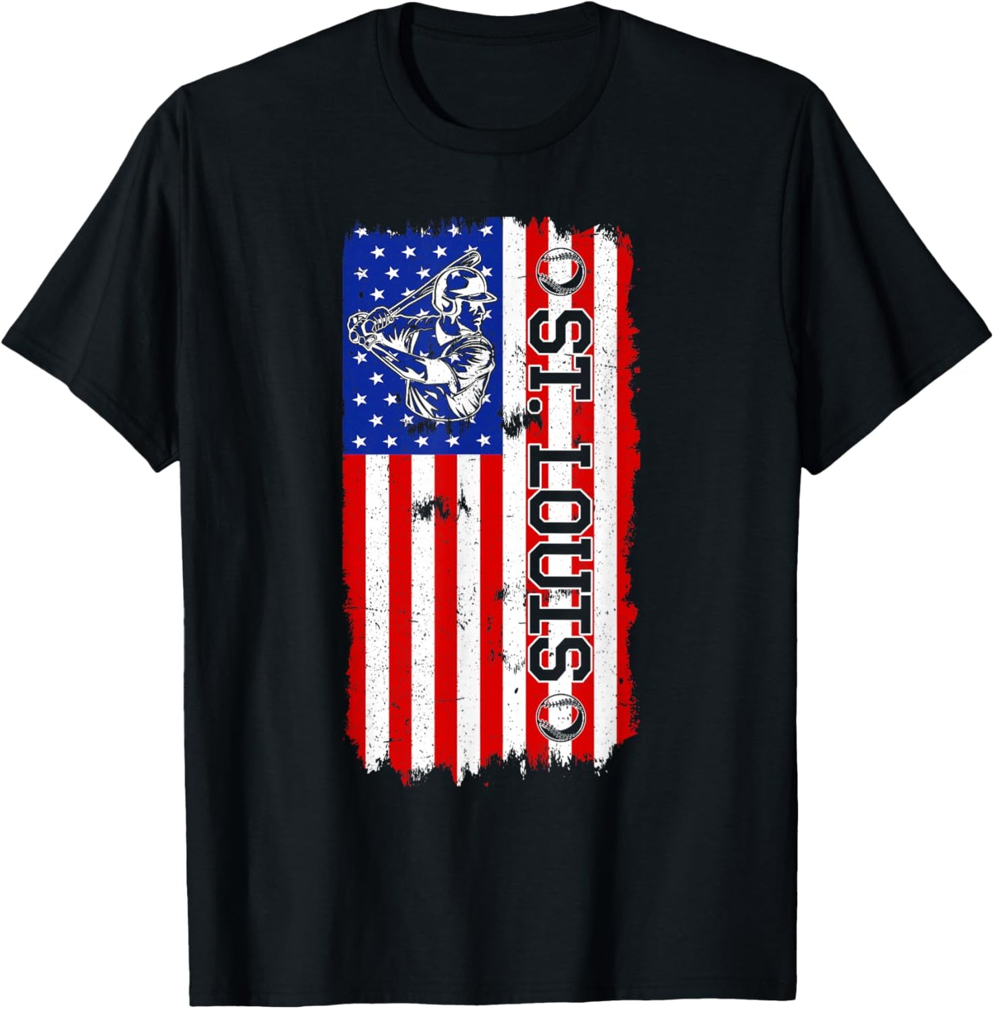 Vintage Style St. Louis Baseball and Men T-Shirt - T-Shirt | Black