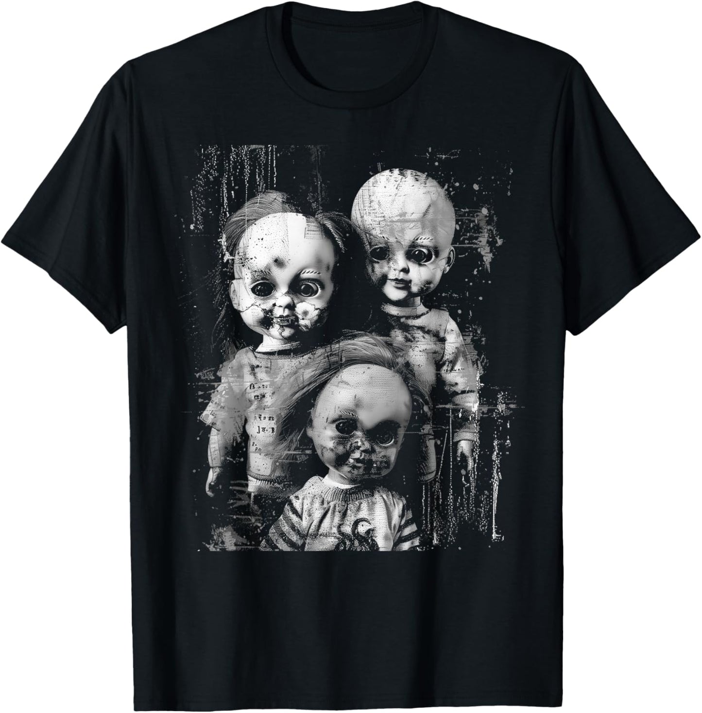 Haunted Creepy Doll Horror Toy Halloween Goth Alt Scary Emo T-Shirt - T-Shirt | Black
