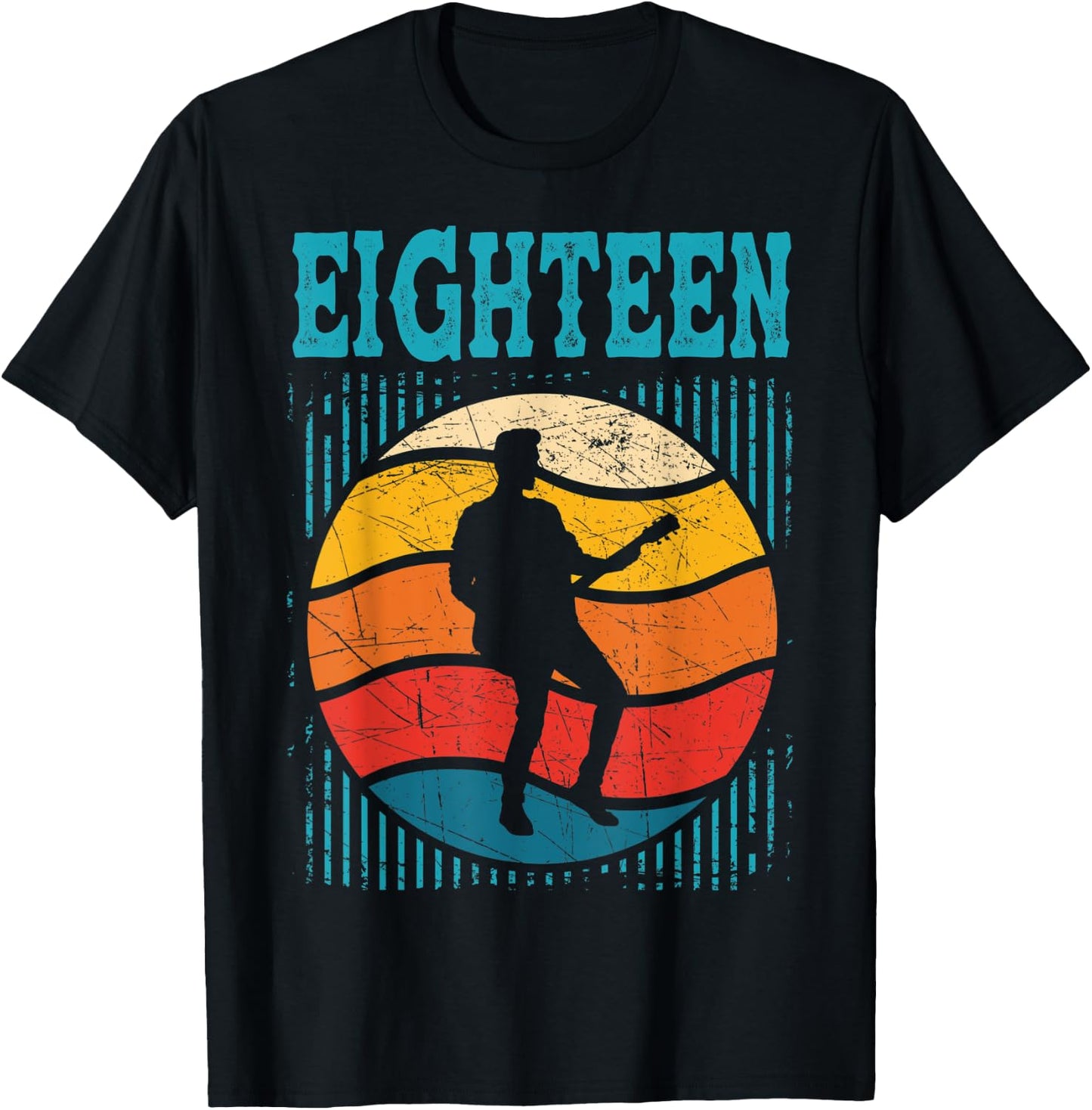 18 Year Old Shirt 18th Birthday Boy Guitar Player Guitarist T-Shirt - T-Shirt | Black