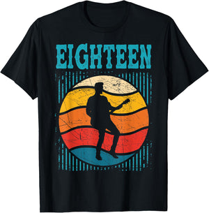 18 Year Old Shirt 18th Birthday Boy Guitar Player Guitarist T-Shirt - T-Shirt | Black