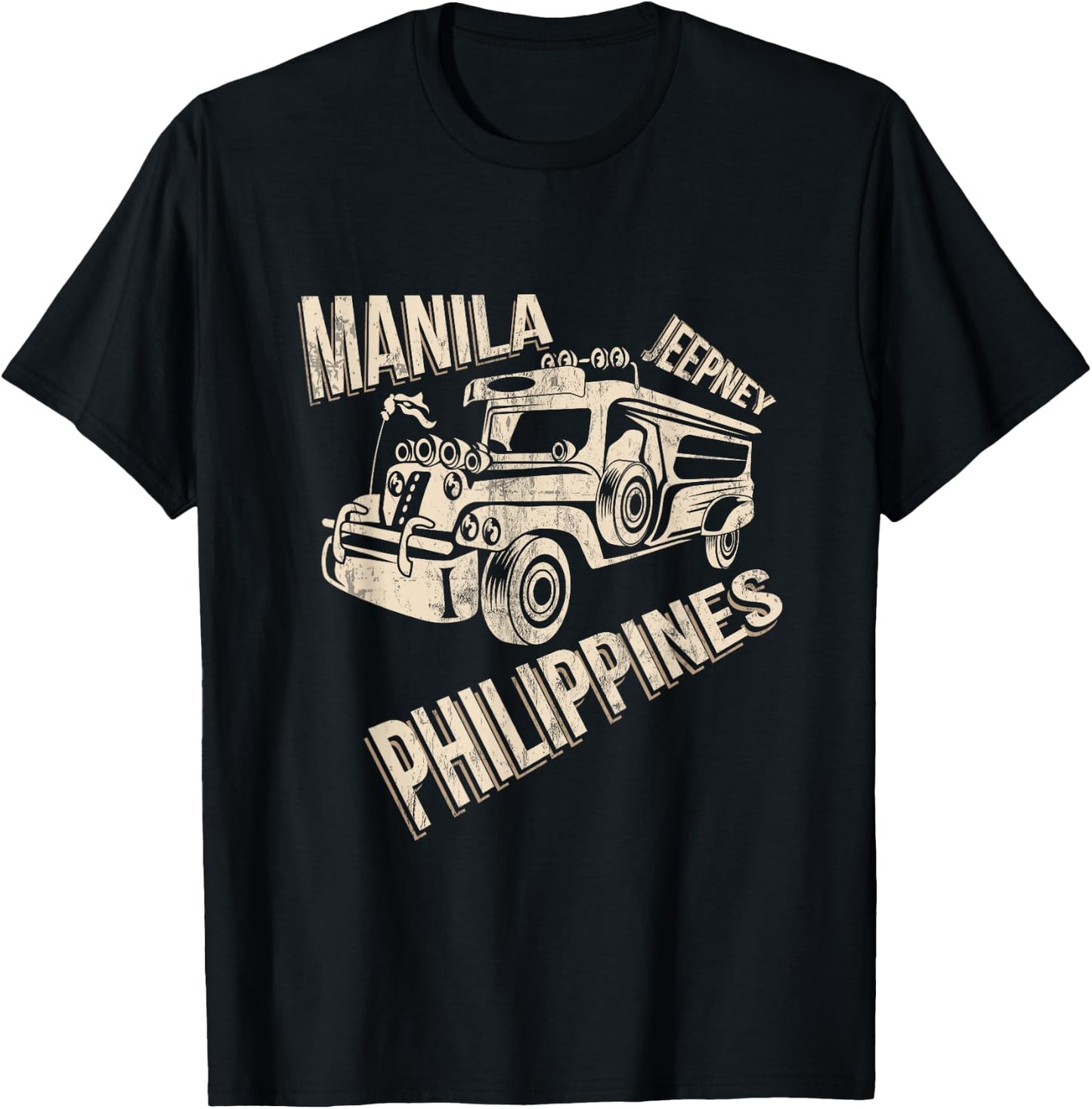 Manila Retro Philippines Jeepney T-Shirt - T-Shirt | Black