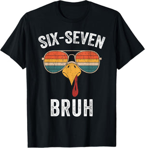 67 Thanksgiving Meme Funny Six Seven Bruh Turkey Boys Kids T-Shirt - T-Shirt | Black