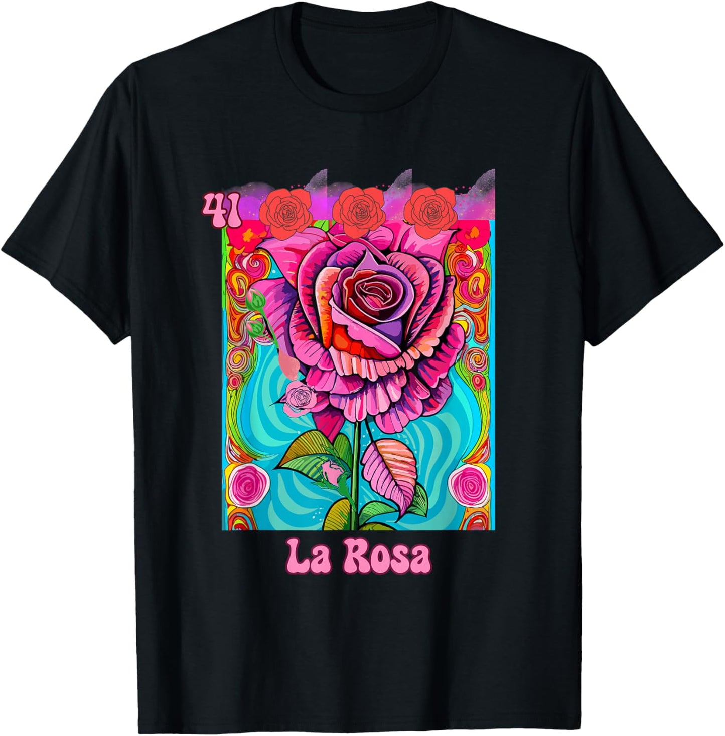 La Rosa, the Rose, Mexican bingo card in a traditional game. T-Shirt - T-Shirt | Black