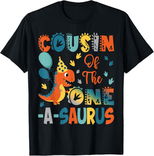 Cousin Of The One-A-Saurus 2Nd Birthday Dinosaur Party T-Shirt - T-Shirt | Black